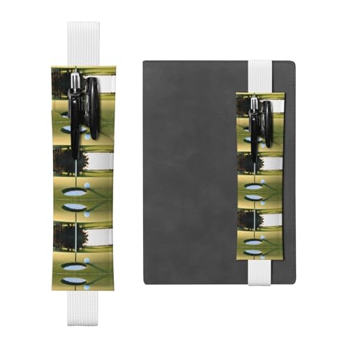 Schöner Golfplatz-Druck, verstellbares Gummiband, Stifthalter, PU-Leder-Stifttasche für Hardcover-Tagebücher, Notizbücher von EZDLOWVBA