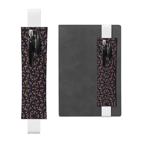 Stifteetui mit Blumen-Kolibri-Stickerei, verstellbarer Gummiband, Stifthalter, PU-Leder-Stifttasche für Hardcover-Tagebücher, Notizbücher von EZDLOWVBA