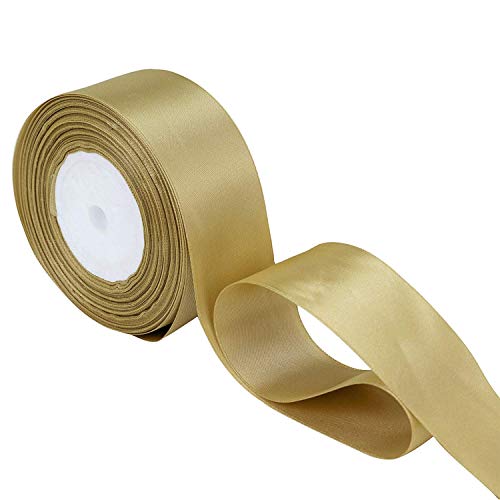 Goldfarbenes Satinband zum Verpacken von Geschenken, 25 m doppelseitiges Polyester-dickes Stoffband auf Rolle zum Basteln von Blumensträußen, Weihnachtsbaum, Kuchen, DIY-Haar-Accessoires, Nähen, von EZVFIRPDFZ