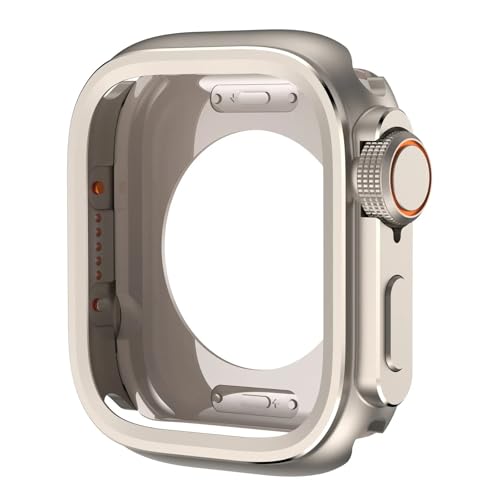 EZZON Metall Stoßstange Hülle für die Apple Watch Serie 10 46mm Protektorrahmenabdeckung für iWatch 10 46mm Umstellung in Ultra 2 49mm Legierung Watch Hülle(Titanium Color) von EZZON