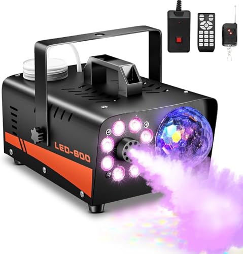 Nebelmaschine, 600 W, 3000 CFM mit Auto-Spray-Funktion, Nebelmaschine mit kabelloser Fernbedienung und 13 LED-Lichtern, Stroboskop-Effekt, für DJ, Disco, Halloween, Weihnachten von EagerMinds