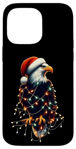 Hülle für iPhone 14 Pro Max Adler mit Weihnachtsmütze und Weihnachtsbeleuchtung Bold Lover USA von Eagle Christmas Products