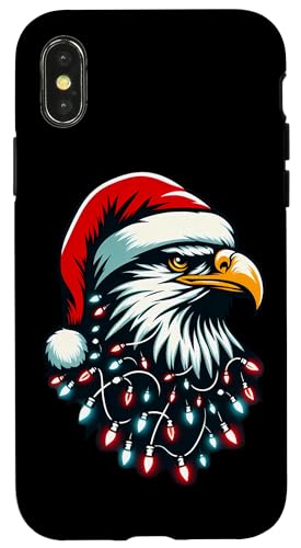 Hülle für iPhone X/XS Adler mit Weihnachtsmütze und Weihnachtsbeleuchtung für Liebhaber Zoohalter von Eagle With Santa Hat And Christmas Products