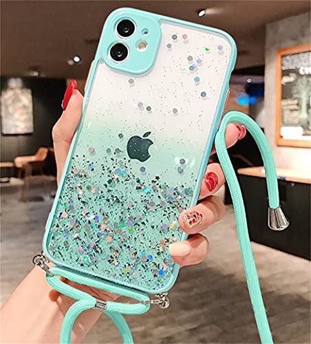 Ealetim Handykette für iPhone 7 Plus Smartphone Necklace Hülle mit Band - Handyhülle Case mit Kette zum umhängen Handykette Hülle für iPhone 8 Plus Glitzer Necklace(abnehmbar) Silikon Hülle von Ealetim