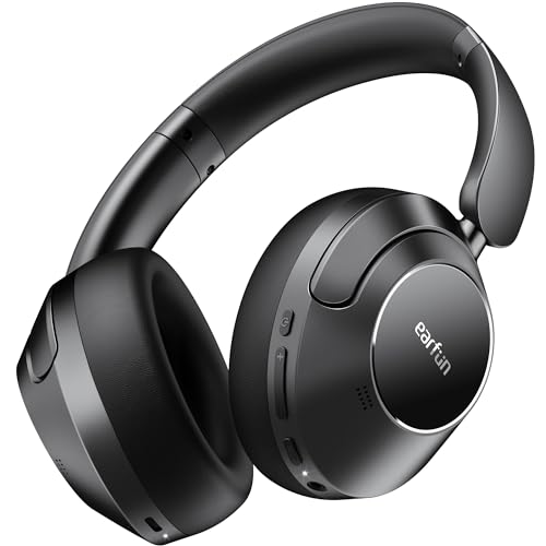 EarFun Wave Pro Over-Ear Kopfhörer Kabellos Bluetooth, Hybrid Aktive Noise Cancelling, Hi-Res Audio, LDAC, 80 Std Akku, Bequemer Halt, 5 Mikrofone Kristallklare Anrufe, Bluetooth Multipoint, EQ in App von EarFun