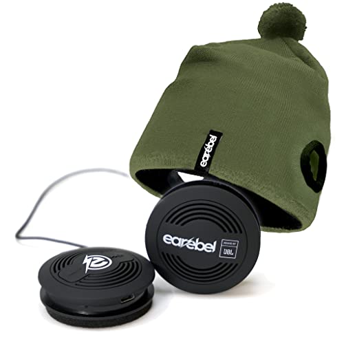 Earebel Sound by JBL Bluetooth 5.0 On-Ear Kopfhörer mit Mikrofon – Sport Impulse Beanie Armee Grün mit Kopfhörer zum Laufen, Workout, Fitnessstudio, Training - kompatibel zu Apple UVM. von Earebel