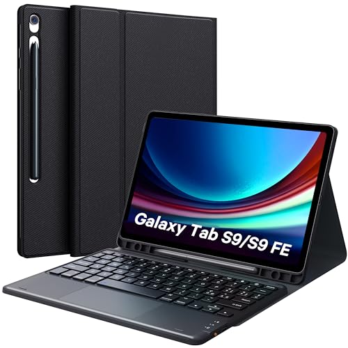 Earto Tastatur Samsung Tab S9 FE 10,9 Zoll / Tab S9 11 Zoll, intelligentes Touchpad, Halterung für S-Pen, 2 BT-Kanäle, abnehmbare magnetische Tastatur für Samsung Galaxy Tab S9/S9 FE, 2 BT-Kanäle, von Earto