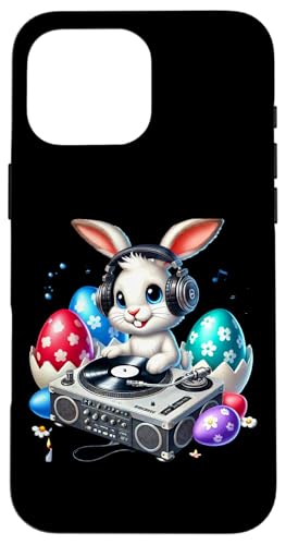 Osterhase DJ Spinning Vinyl Vibes Hülle für iPhone 16 Pro Max von Easter Bunny DJ Vibes Fun Music Eggs