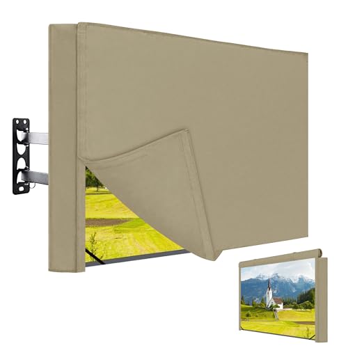 Easy-Going Outdoor TV-Abdeckung mit aufrollbarer Front Flach für 40-43 Zoll - wasserdichte und wetterfeste TV-Abdeckung für Flachbildfernseher - Kamel von Easy-Going