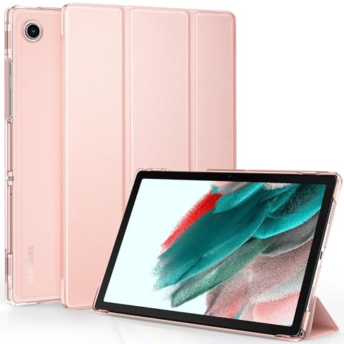 EasyAcc Hülle Kompatibel mit Samsung Galaxy Tab A8 2022/2021 SM-X200/X205/X207, Ultra Dünn Transluzent Matt Rückseite Abdeckung mit Standfunktion, Roségold von EasyAcc