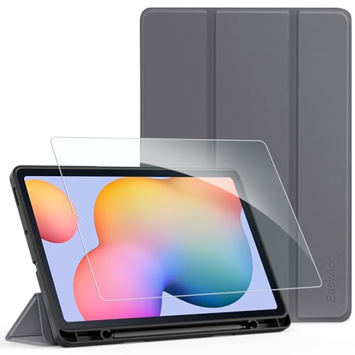 EasyAcc Hülle für Samsung Galaxy Tab S6 Lite 2024 2022 2020 10.4 Zoll mit Schutzfolie - Ultra Dünn mit S Pen Halter Schutzhülle für SM-P620N/ P625N/ P610N/ P613N/ P615N Dunkelgrau von EasyAcc