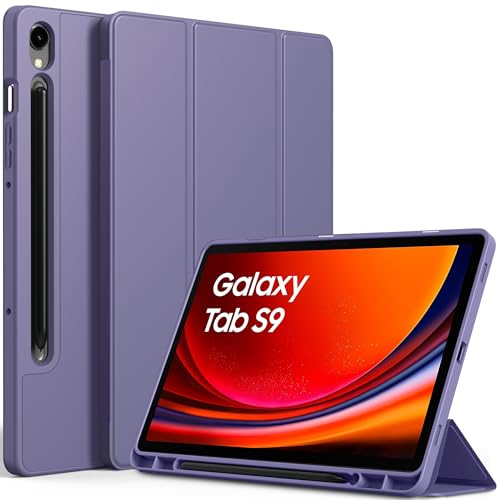 EasyAcc Hülle für Samsung Galaxy Tab S9 FE 10.9 Zoll/ S9 2023 11 Zoll mit S Pen Halter - Ultra Dünn mit Standfunktion Slim PU Leder Schutzhülle, Glyzinien Lila von EasyAcc