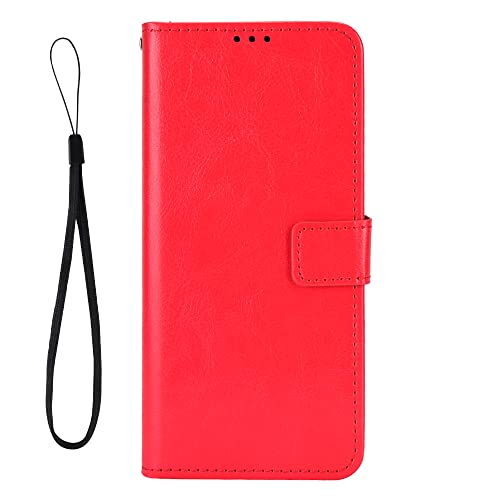 EasyShow Hülle für ZTE Blade A75 5G/Nubia Focus PU Leder Brieftasche Case mit Stand Funktion und Magnetisch Schnalle Flip Handyhülle für ZTE Blade A75 5G/Nubia Focus-Rot von EasyShow