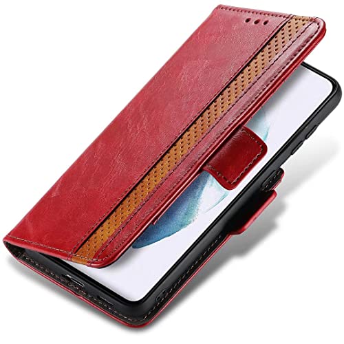 EasyShow Hülle für vivo V40e Hülle, vivo V40e Premium PU Leder Spleißen Schutzhülle Abdeckung, Tasche Leder Flip Case Brieftasche Etui für Schutzhülle für vivo V40e-Rot von EasyShow