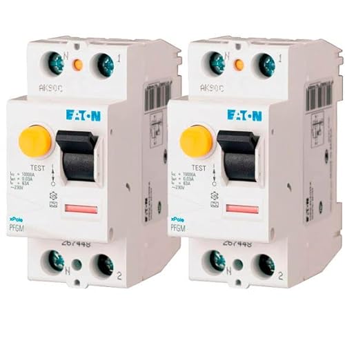 EATON 264280 PFGM-40/2/003 - UNTERSCHALTER - WEISS - SCHWARZ - 2POL / 40A / 30MA - TYP AC - Schraubanschluss - 2 Schalter von Eaton