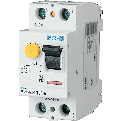 EATON 264286 PFGM-63/2/003 – Schalter – Weiß – Schwarz – 2 Pole / 63 A / 30 mA – Typ AC – Schraubverbindung von Eaton