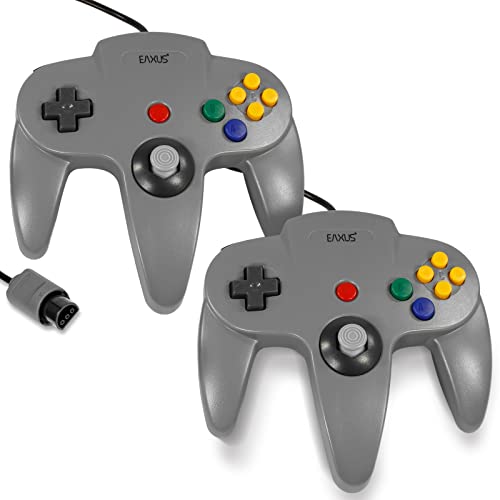 Eaxus® 2er Set Controller geeignet für Nintendo 64 - N64 Controller Gamepad, Grau von Eaxus