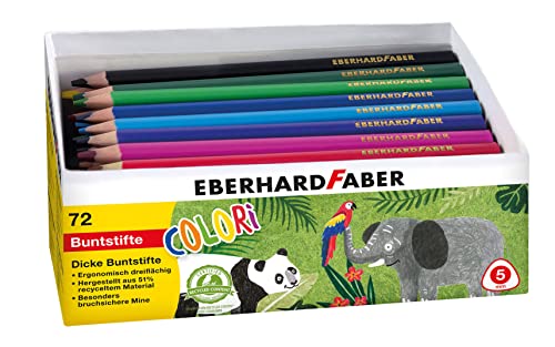 Eberhard Faber 511471 - Buntstifte Set Colori, 72 Jumbo Buntstifte in ergonomischer Dreikant Form von Eberhard Faber