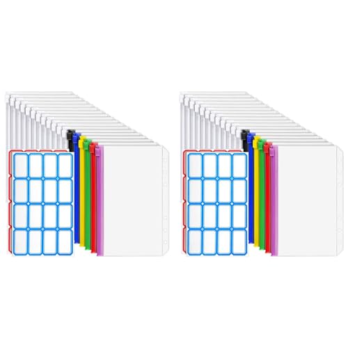 Ecverbyh 36 StüCk A6 Binder 6-Ring A6 ReißVerschluss Tasche für Budget Binder, Wasserdichte Plastik HüLle Ordner Beutel von Ecverbyh