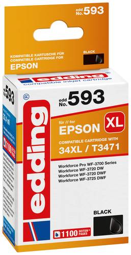 Edding Druckerpatrone ersetzt Epson 34XL, T3471 Kompatibel Schwarz EDD-593 18-593 von Edding