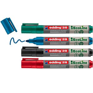 edding 28 Ecoline Whiteboard-Marker farbsortiert 1,5 - 3,0 mm, 4 St. von Edding