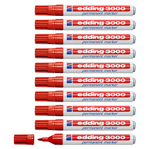 edding 3000 Permanentmarker rot 1,5 - 3,0 mm, 10 St. von Edding