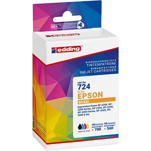 edding EDD-724  schwarz, cyan, magenta, gelb Druckerpatronen kompatibel zu EPSON 604XL (T10H1+H2+H3+H4), 4er-Set von Edding