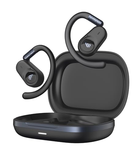 Edifier A6 Open-Ear Kopfhörer, Bluetooth 5.4 Wireless Earbuds, LDAC Hi-Res Audio, AI Clear Calls, Verstellbare Ohrhaken, 40H Spielzeit, Schnellladen, Mehrpunktanschluss, IP55, Schwarz von Edifier