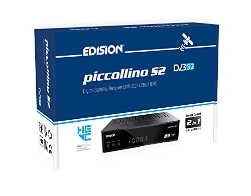 EDISION PICCOLLINO S2 Full HD Satelliten Receiver FTA, (DVB-S2 | ARD & ZDF SD Abschaltung tauglich) Unicable tauglich, USB, HDMI, SCART, LAN, 2in1 Fernbedienung, Vorinstallierte deutsche Programmliste von Edision