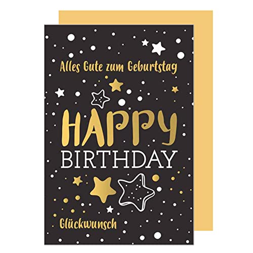 Edition Seidel Premium Geburtstagskarte mit Goldprägung und Umschlag. Glückwunschkarte Grusskarte Billet Geburtstag Happy Birthday Mann Frau einzelne eine Sprüche Karte Gold (G2335 SW022) von Edition Seidel