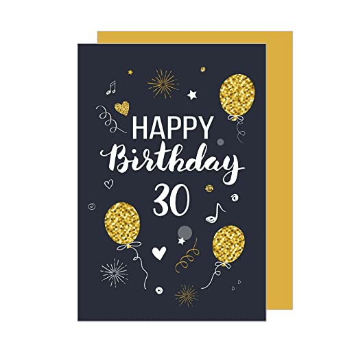 Edition Seidel Premium Glückwunschkarte zum 30. Geburtstag mit Umschlag. Geburtstagskarte Grusskarte Billet Karte Happy Birthday Mann Frau (GZ346-30 SW023) von Edition Seidel