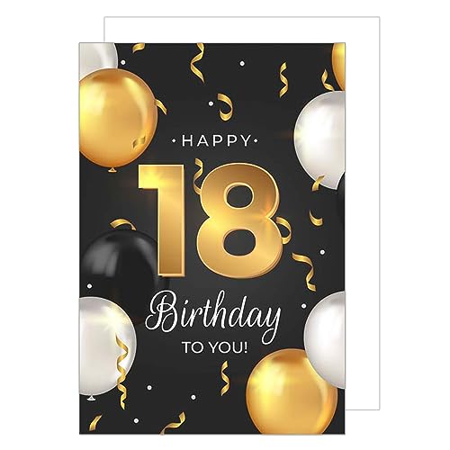 Edition Seidel Premium XXL Maxi Glückwunschkarte zum 18. Geburtstag mit Umschlag Format DIN A4. Geburtstagskarte Grußkarte Karte Billet Happy Birthday Mann Frau Teenager (A4-GZ351-18) von Edition Seidel