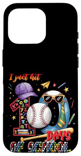 Hülle für iPhone 16 Pro 100 Tage Schule für Lehrer und Schüler feiern Baseball von EduSpark Classroom Apparel.USA