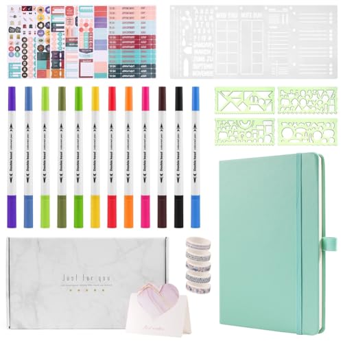 Eeuye A5 Hardcover Dotted Journal Notizbuch mit 184 Nummerierten Seiten, Dotted Journaling Kit für Anfänger Rosa von Eeuye