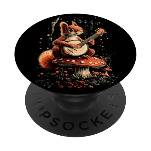 Eichhörnchen spielt Banjo Gitarre Cottagecore Bluegrass PopSockets Klebender PopGrip von Eichhörnchen-Liebhaber Banjo-Geschenk