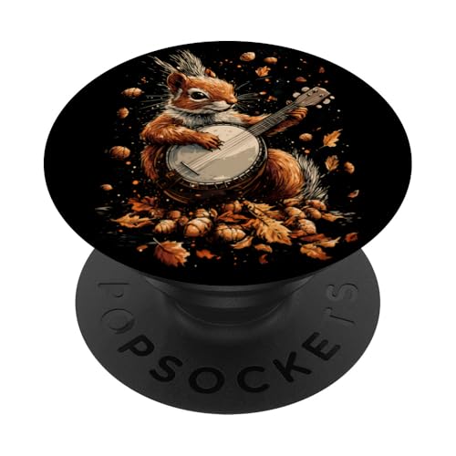 Eichhörnchen spielt Banjo Gitarre Cottagecore Bluegrass PopSockets Klebender PopGrip von Eichhörnchen-Liebhaber Banjo-Geschenk