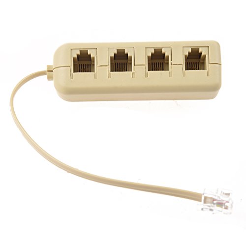 Eighosee RJ11 6P4C auf 6P4C 4-Wege-Telefondraht Bausteinfoermig Splitter Adapter Beige von Eighosee