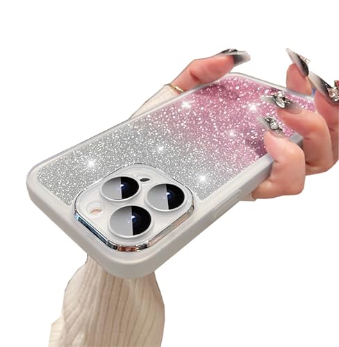 Einaily Glitzer Hülle für iPhone 14 Pro Max Case Handyhülle Mode Chic Glitzer Bling Farbverlauf Karte, Kameraschutz Transparent Silikon Bumper Stoßfeste Schutzhülle für iPhone 14 Pro Max Cover, Silber von Einaily