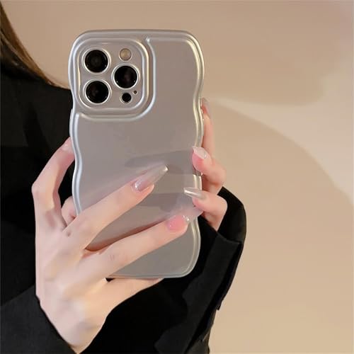 Einaily Hülle für iPhone 16 Plus Case, Einfarbig Lockige Wellenform Weiche TPU Silikon Stoßstange Handyhülle Aesthetic Wavy Frame Bumper Cover Schlanke Stoßfest Schutzhülle für iPhone 16 Plus von Einaily