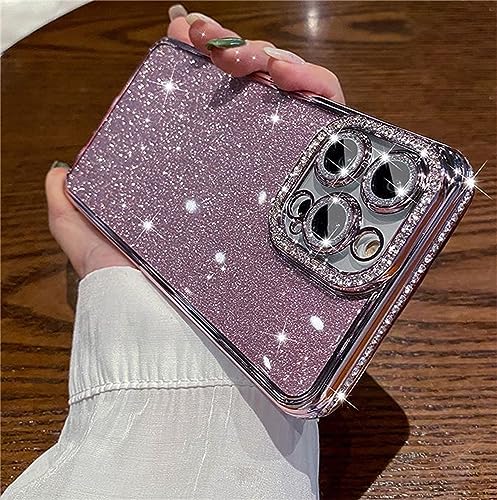 Einaily Kompatibel mit iPhone 16 Pro Hülle, Silikon Glitzer Schutzhülle für Mädchen, Kratzfest TPU Bumper Glänzend Strass Diamant glänzender Handyhülle für iPhone 16 Pro Case Cover, Rose von Einaily