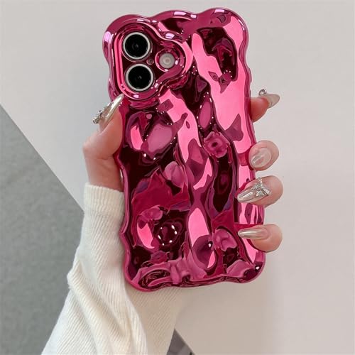 Einaily Niedliche Hülle für iPhone 14 Pro Max, Lockige Wellenform Glänzende Handyhülle für Frauen Aesthetic Wavy Design Galvanik Weiche TPU Silikon Bumper Stoßfest Schutzhülle für iPhone 14 Pro Max von Einaily