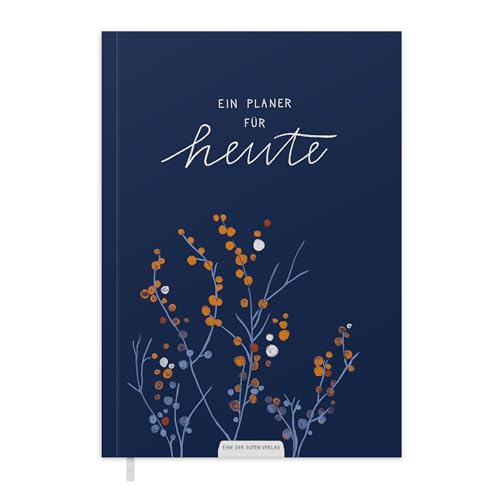 Eine der Guten Terminkalender A5 – undatierter Kalender, Softcover Wochenplaner ohne Datum, vertikales Layout, Terminplaner zum flexibel starten, Blau Weiß Orange mit Blumen, klimaneutral, FSC Papier von Eine der Guten