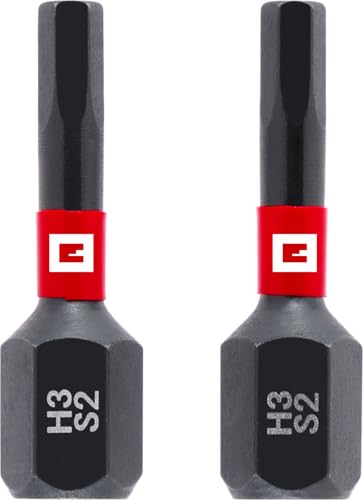 Original Einhell Impact-Bits, 2-tlg., 25 mm, Hex 3mm (S2-Stahl, Torsionszone, effiziente Kraftübertragung, roter Farbring, C 6.3 Schaft) von Einhell Accessories