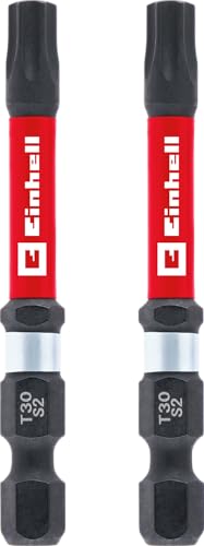 Original Einhell Impact-Bits mit Doppel-Torsion, 2-tlg., 60 mm, T30 (S2-Stahl, hohe Langlebigkeit, doppelter Torsionseffekt, roter Farbring, E 6.3 Schaft) von Einhell