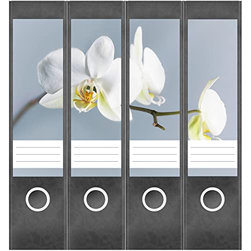 Etiketten für Ordner | Orchidee | 4 breite Aufkleber für Ordnerrücken | Selbstklebende Design Ordneretiketten Rückenschilder von Einladungskarten Manufaktur Hamburg