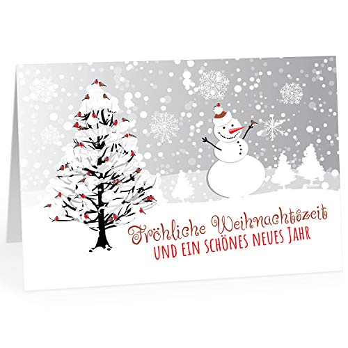 Große XXL Weihnachtskarte DIN A4 (Design Schneemann im Schnee) mit Umschlag/Weihnachten/Klappkarte/Grußkarte/zum Geschenk/moderne Karte von Einladungskarten Manufaktur Hamburg