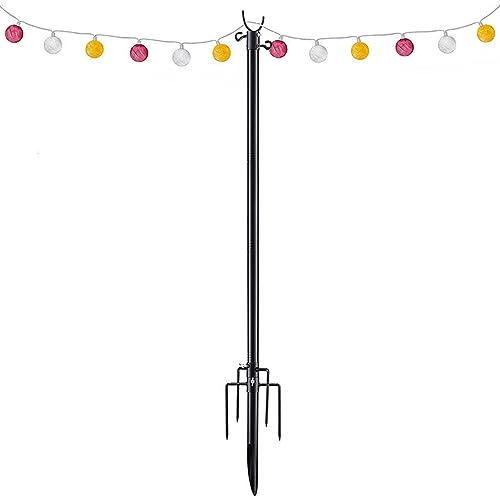 2Pcs Lichterkette, String Lichtmast Garden Schäferhaken String Light Pole Verstellbar Schäferstab Laternenstab Hirtenhaken für Außenlichter Terrassenlichter Solar-Lichterketten von Ejoyous