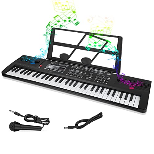 Digital Keyboard Kinder, Ideales Einsteiger-Keyboard mit 61 Tasten & zahlreichen Instrumentenklängen, Portables Keyboard zum Lernen für Anfänger mit Ständer & Mikrofon, Jungen von Ejoyous