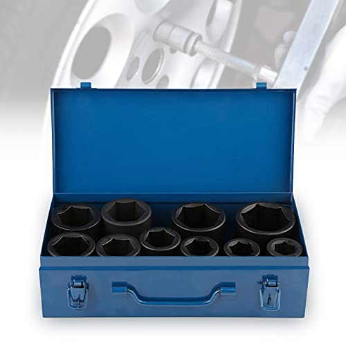 Drive Deep Impact Socket Set, 10 Stück 1 Zoll Chrom-Vanadium-StahlSchlagschrauber Nüsse Set mit Plastikbox 36/38 / 41/46 / 50/22 / 24/27 / 30/32 mm von Ejoyous