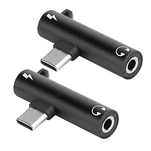 Ejoyous 2 Stück USB C auf 3.5mm Kopfhörer Klinke Adapter, USB C Kopfhörer Adapter und Laden 90 Grad Winkel Adapter auf Klinke 2-in-1 TypeC auf 3,5 mm Assist Audiokabel Ladegerät Headset von Ejoyous